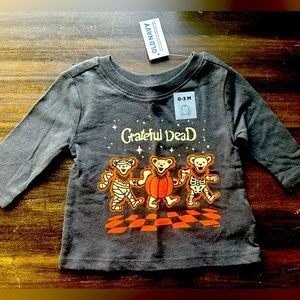 NWT Old Navy Grateful Dead Halloween Black Long Sleeves Tee Shirt 0-3 months